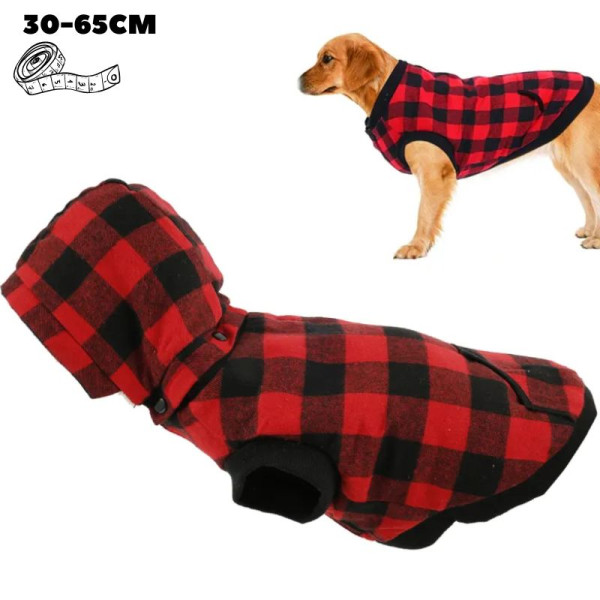 Cappotto in pile per cani taglia media cappuccio removibile "WoodMan"