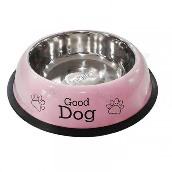 Ciotola per cani London in acciaio rosa - Nobleza
