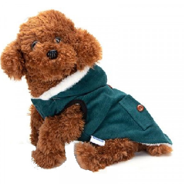Cappotto per cani in pile a coste, colore smeraldo - Nobleza