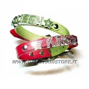 Collare similpelle per cani QUEEN / KING con Strass
