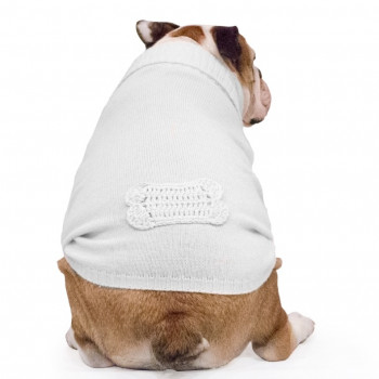 Maglione per Bulldog Inglese "Sole" bianco a uncinetto