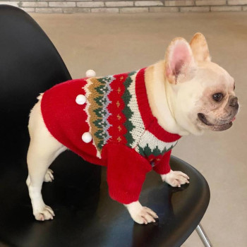 Maglione di Natale per cani e Bulldog "Fiocco di Neve"