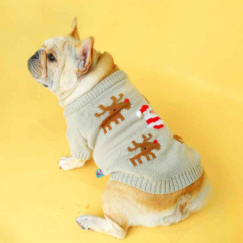 Maglione per Bulldog "Babbo Natale e Renne"