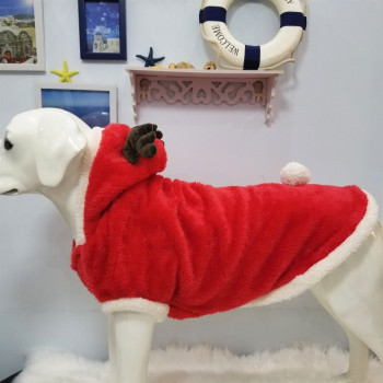 Vestito di Natale con cappuccio Renna per cani di taglia media e grande