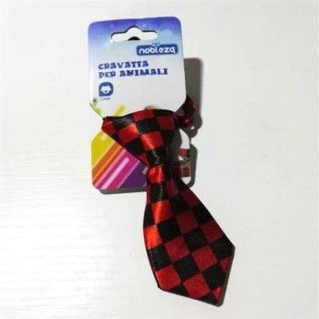 Cravatta per cani scacchi nero rosso - Nobleza