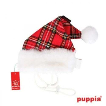 SANTA'S HAT Scacchi Rosso cappello natalizio per cani - PUPPIA