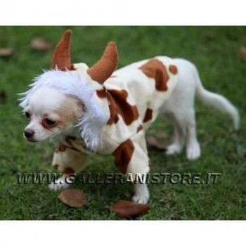 Costume carnevale da Mucca Bianco/Marrone per cani Doggy Dolly - Taglia M
