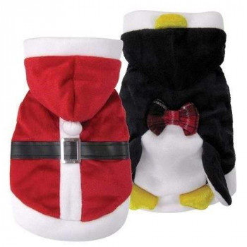 Vestito da Babbo Natale reversibile in Pinguino per cani - FouFouDog