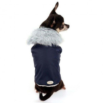 Cappotto Tessuto Tecnico e Ecopelliccia Blu per cani - Trilly tutti Brilli
